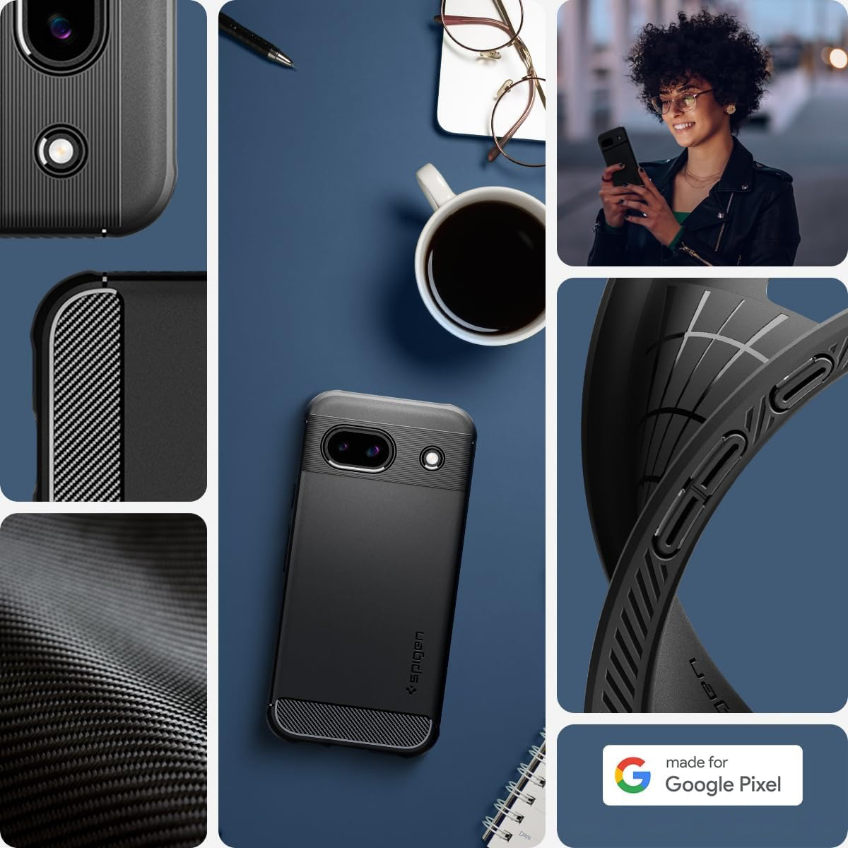 Etui pancerne Spigen Rugged Armor do Google Pixel 8A, czarne